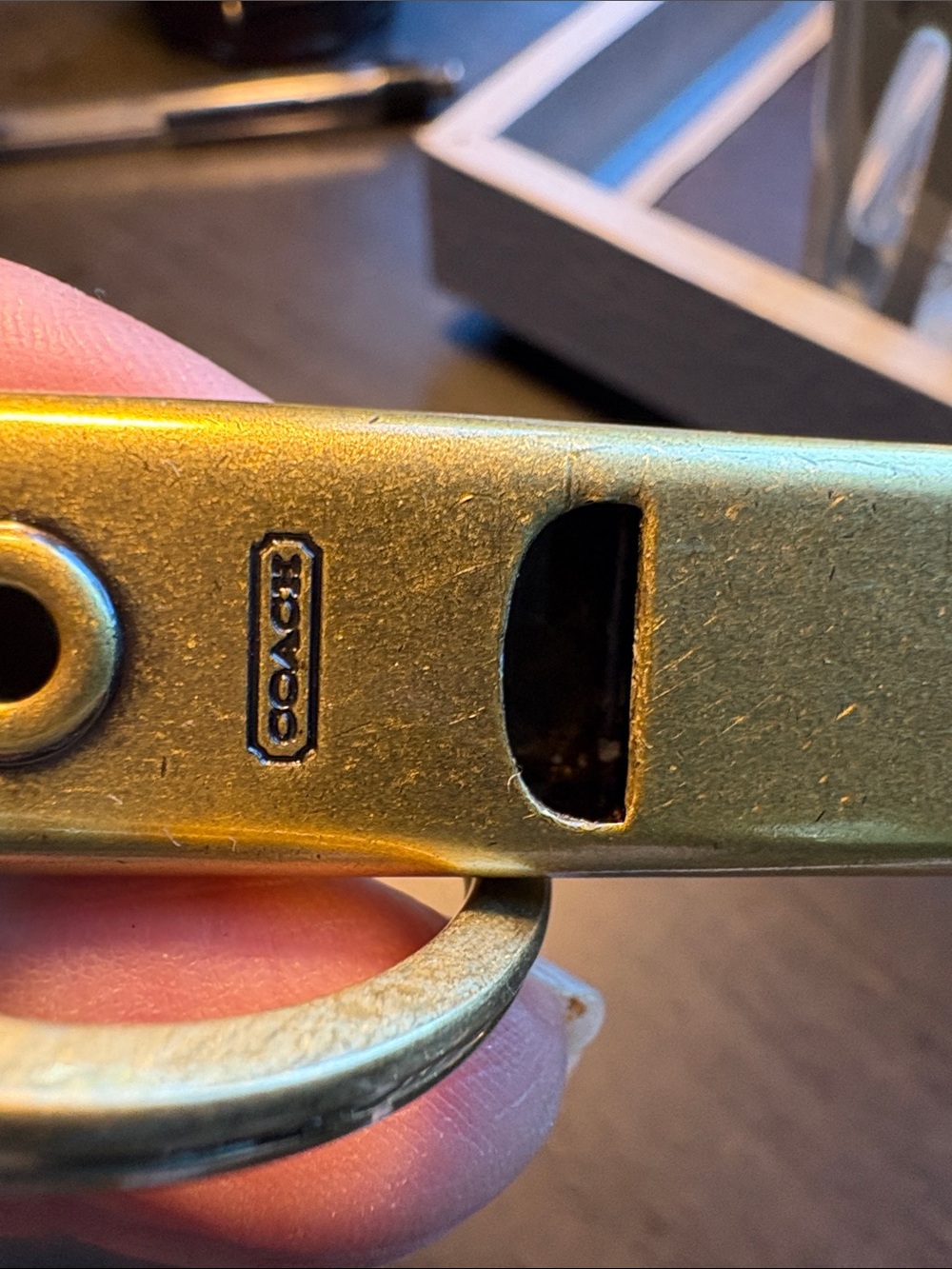 Coach Metallic Brass Whistle Key Ring - Picture 4 of 4